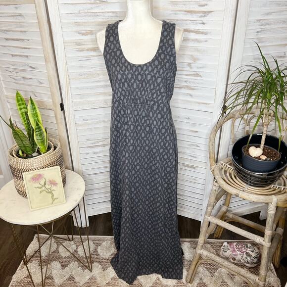 FRESH PRODUCE Women's Geo Print Maxi Dress Back Keyhole Gray Large Outdoor Beach - Picture 2 of 12
